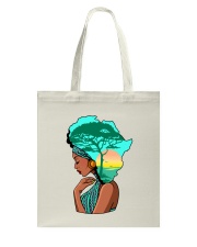 Afro girl African Map Safari Hair blue Tote Bag tile