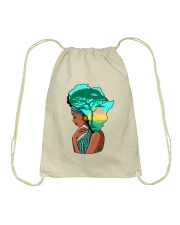 Afro girl African Map Safari Hair blue Drawstring Bag tile