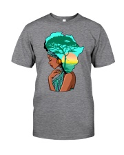 Afro girl African Map Safari Hair blue Classic T-Shirt front
