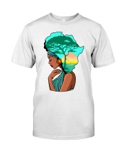 Afro girl African Map Safari Hair blue Premium Fit Mens Tee tile