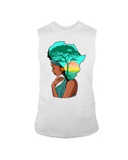 Afro girl African Map Safari Hair blue Sleeveless Tee tile