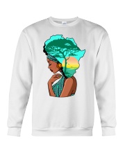 Afro girl African Map Safari Hair blue Crewneck Sweatshirt tile