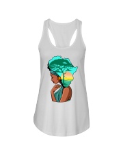 Afro girl African Map Safari Hair blue Ladies Flowy Tank tile