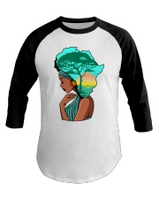 Afro girl African Map Safari Hair blue Baseball Tee tile