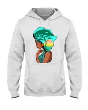Afro girl African Map Safari Hair blue Hooded Sweatshirt tile