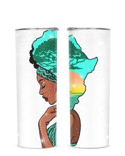 Afro girl African Map Safari Hair blue Glitter Tumbler tile