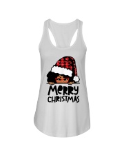 Merry Christmas black girl red glasses Ladies Flowy Tank tile