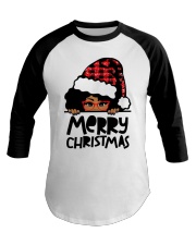 Merry Christmas black girl red glasses Baseball Tee tile