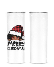Merry Christmas black girl red glasses Glitter Tumbler tile