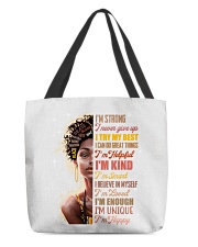 I'm strong I never give up I try my best I can do great things All-Over Tote tile
