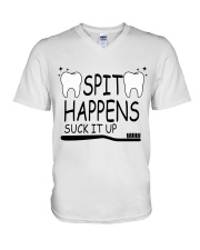 SPIT happens Suck it Up V-Neck T-Shirt tile