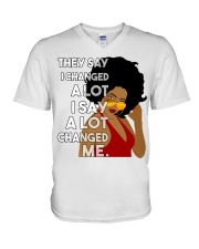 They say I changed a lot I say a lot changed me V-Neck T-Shirt tile