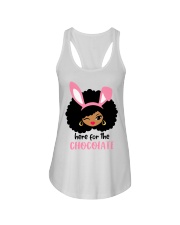 Afro cutie Pink Bunny ears Here for the chocolate Easter Ladies Flowy Tank tile