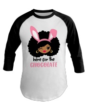 Afro cutie Pink Bunny ears Here for the chocolate Easter Baseball Tee tile