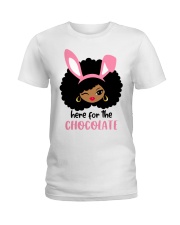 Afro cutie Pink Bunny ears Here for the chocolate Easter Ladies T-Shirt tile