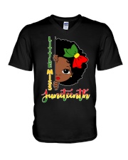 Little miss Juneteenth V-Neck T-Shirt tile