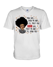 God Says V-Neck T-Shirt tile