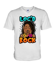 Black girl Loc'd girls rock V-Neck T-Shirt tile