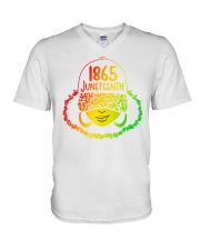 Juneteenth Leopard Print cap V-Neck T-Shirt tile