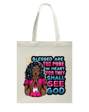 Blessed are the pure in heart for they shall see god Tote Bag tile