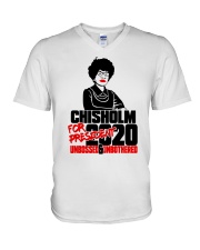 Chisholm Unbossed Unbothered Black History V-Neck T-Shirt tile