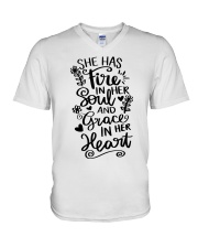 She has fire in her soul V-Neck T-Shirt tile