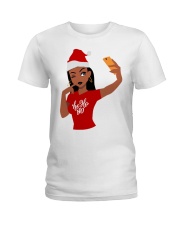 Christmas Afro Girl Selfie Ladies T-Shirt tile