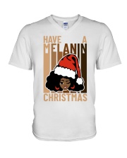Have a Melanin Christmas V-Neck T-Shirt tile