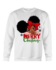 Afro space buns ittle girl Merry Christmas Crewneck Sweatshirt tile