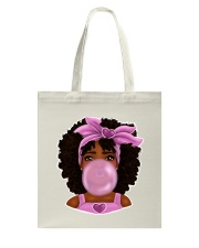 Afro hair Little girl pink headband bubble gum Tote Bag tile