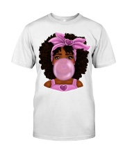 Afro hair Little girl pink headband bubble gum Classic T-Shirt tile