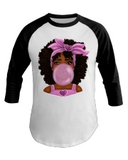 Afro hair Little girl pink headband bubble gum Baseball Tee tile