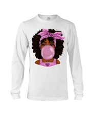Afro hair Little girl pink headband bubble gum Long Sleeve Tee tile