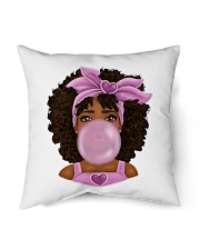 Afro hair Little girl pink headband bubble gum Indoor Pillow tile