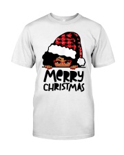 Merry Christmas black girl red glasses Classic T-Shirt front