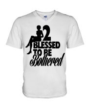 2 blessed to be bothred V-Neck T-Shirt tile