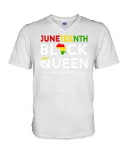 Juneteenth Black Queen Nutrition Facts V-Neck T-Shirt tile