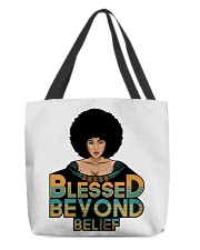Blessed Beyond Belief Afro Lola Teal All-Over Tote tile