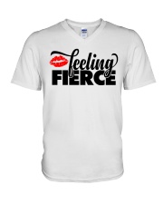feeling fierce V-Neck T-Shirt tile