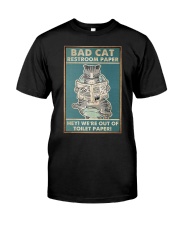 Bad cat restroom paper Classic T-Shirt tile