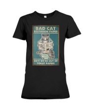 Bad cat restroom paper Premium Fit Ladies Tee tile