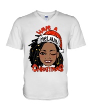 Have a melanin Christmas V-Neck T-Shirt tile