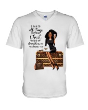 I can do all things through Christ who strenghthens me V-Neck T-Shirt tile