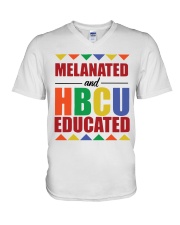 Melanated and Educated HBCU V-Neck T-Shirt tile