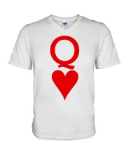 Red Queen Of hearts V-Neck T-Shirt tile