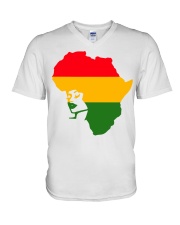 Black history month African flag afro girl V-Neck T-Shirt tile