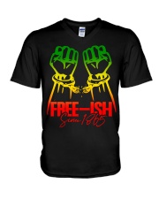 Juneteenth fists V-Neck T-Shirt tile