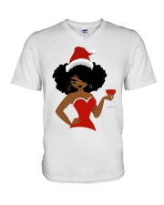 Christmas Afro Girl V-Neck T-Shirt tile