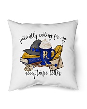 Patiently waiting for my acceptance letter blue Indoor Pillow tile
