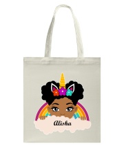 Personalize Little Space Bun Girl Unicorn Horn Tote Bag tile